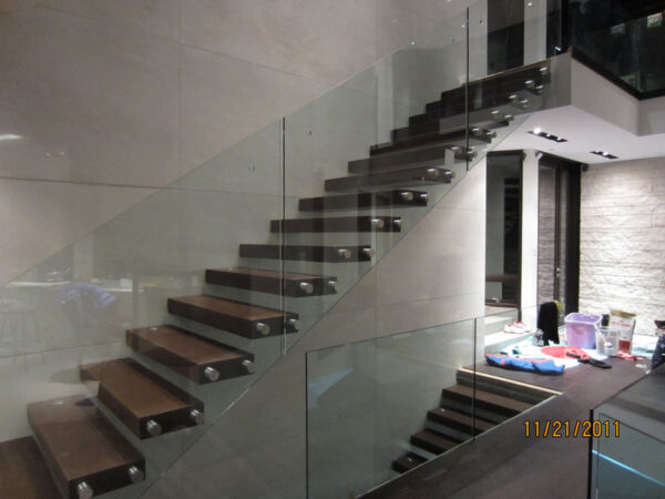 Contemporary Stairs, metal, glass, West Vancouver